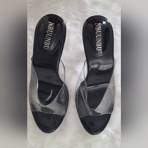 NBUUNBU - Women's Silver Clear Heels Transparent Strapless Sexy Stilletos, Sz 5 - Picture 13 of 15